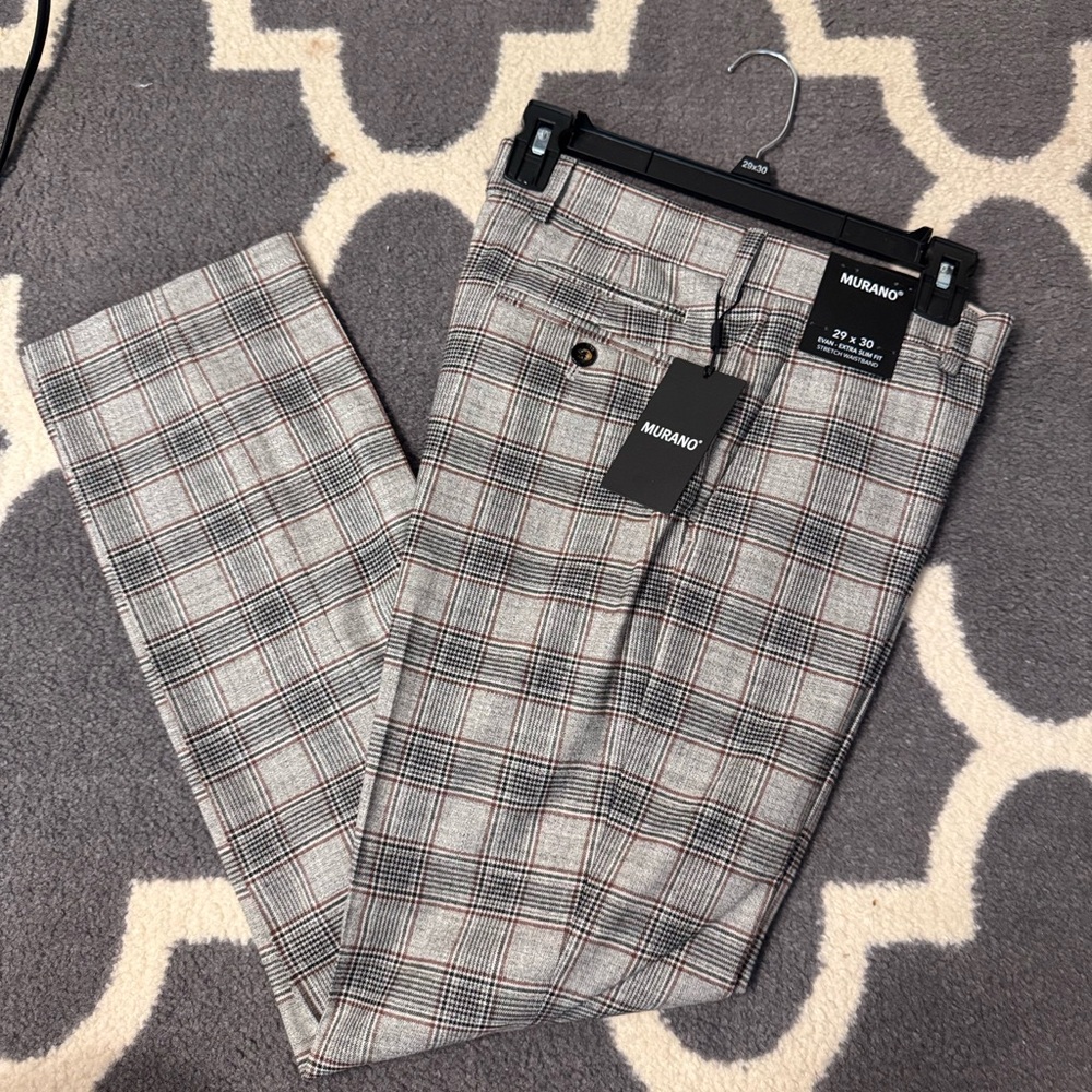 Murano Men's Checkered Dress Pants